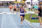 Monument Valley's Summer Atene crosses the finish line to win her heat in the 800 meter run. The time was 10th best at the state meet. Anna Fredericks photo