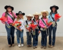 Members of the San Juan Rodeo Royalty pose for a photo from left to right is Rodeo Queen picture is Brinkley Knight Rodeo Queen, Jade Hoggard Princess third attendant, Janaley Johnson princess first attendant, Austyn Monson princess, Paisley Monson princess second attendant, Lucy black queen attendant. Not pictured this week are Miss San Juan Madison Adair and attendant Samantha McDonald. Courtesy photo